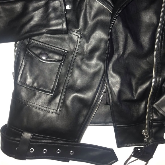 ❗️NWT❗️Bar III Deep Black Faux Leather Jacket - Picture 7 of 10